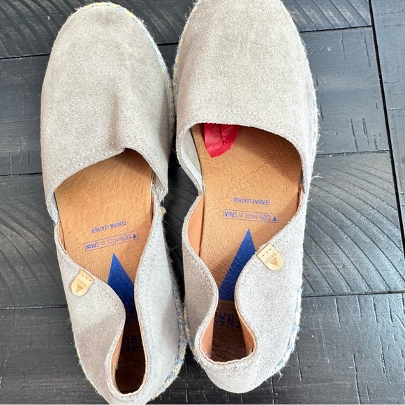 Verbenas Carmen Soft Suede Leather Taupe Slide On D'Orsay Espadrille Flats EU 39 - Picture 4 of 12